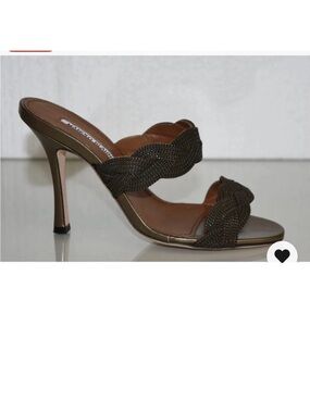 Manolo Blahnik Bronze Braided Double-Strap Mule